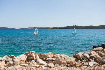 Orebič - plachetnice, poloostrov Pelješac, Chorvatsko