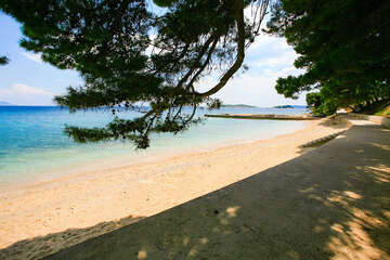 Orebić - písečná pláž Trstenica, Pelješac, Chorvatsko