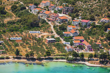 Apartmány Jelka - letecký pohled, Tkon, ostrov Pašman, Chorvatsko