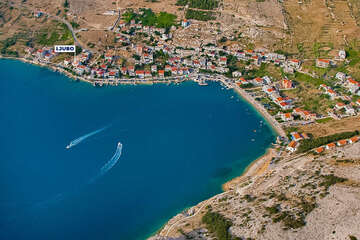 Apartmány Ljubo - letecký pohled, Metajna, ostrov Pag, Chorvatsko