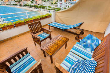 A9 - terasa s látkovou přepážkou, apartmány Val, Igrane, Makarská riviéra, Chorvatsko