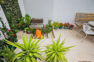 Apartmány Duje - společná terasa a gril u domu, Igrane, Makarská riviéra, Chorvatsko