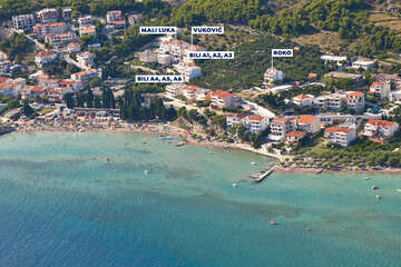 Omiš-Duče - letecký pohled, Chorvatsko