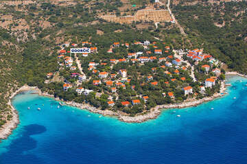 Apartmány Odorčić - letecký pohled, Potočnica, ostrov Pag, Chorvatsko