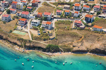 Apartmány Neda - letecký pohled, Pag-Vodice, ostrov Pag, Chorvatsko