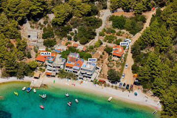 Apartmány Meri - letecký pohled, jižní zátoky ostrova Hvar, Chorvatsko