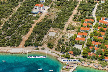 Apartmány Vito - letecký pohled, Mandre, ostrov Pag, Chorvatsko