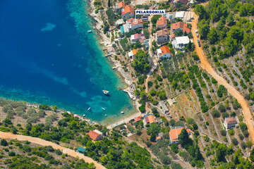 Apartmány Pelargonija - letecký pohled, Mikulina Luka, Korčula, Chorvatsko
