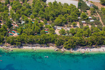 Mobilhome Blato - letecký pohled, Živogošće - Blato, Makarská riviéra, Chorvatsko