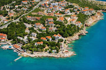 Pláže Povile - letecký pohled, Crikvenická riviéra, Chorvatsko