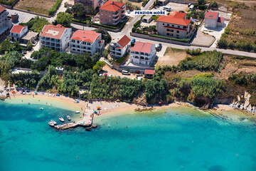 Penzion Moře - letecký pohled, město Pag, ostrov Pag, Chorvatsko