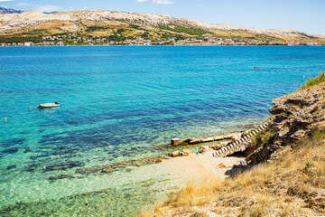 Apartmány Neda - písčitooblázková pláž 90 m od domu, Pag-Vodice, ostrov Pag, Chorvatsko