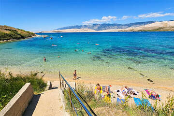 Apartmány Neda - písčitooblázková pláž 90 m od domu, Pag-Vodice, ostrov Pag, Chorvatsko