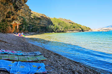 Apartmány Neda - písčitooblázková pláž 90 m od domu, Pag-Vodice, ostrov Pag, Chorvatsko