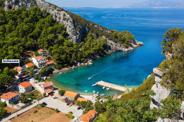 Vela Stiniva - letecký pohled, ostrov Hvar, Chorvatsko 