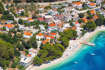 Apartmány Dada - letecký pohled, Živogošće - Mala Duba, Makarská riviéra, Chorvatsko