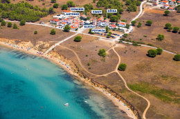 Apartmány Džina - letecký pohled, Privlaka, Zadarská riviéra, Chorvatsko