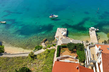 Apartmány Astor - letecký pohled, Stará Novalja, ostrov Pag, Chorvatsko