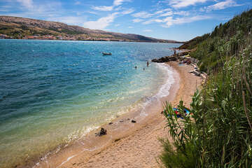 Penzion Pijesak - písečná pláž 150 m od domu, Pag město, ostrov Pag, Chorvatsko