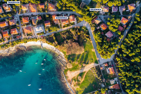 Apartmány Moderna - letecký pohled, Pula, Istrie, Chorvatsko
