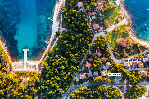 Apartmány Moderna - letecký pohled, Pula, Istrie, Chorvatsko