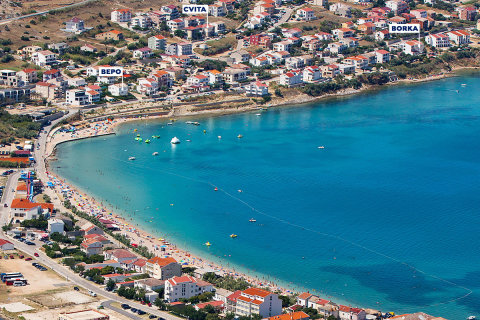 Apartmány Borka - letecký pohled, město Pag, ostrov Pag, Chorvatsko