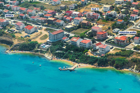 Apartmány Borka - letecký pohled, město Pag, ostrov Pag, Chorvatsko