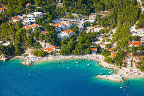 Apartmány Vese - letecký pohled, Brela, Makarská riviéra, Chorvatsko