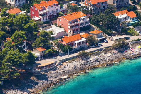 Apartmány Matej - letecký pohled, Prigradica, ostrov Korčula, Chorvatsko