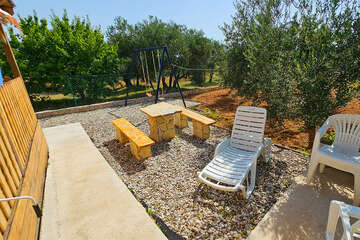 Mobilhome Klanac M1 - lehátka v zahrádce, Tkon, ostrov Pašman, Chorvatsko