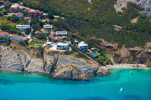 Apartmány Rajković - letecký pohled, Pag-Bošana, ostrov Pag, Chorvatsko