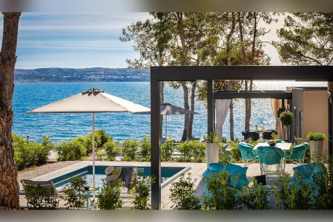 Mobilhome Avalona - příklad mobilhomu typu "C" - Mobilhome Luxury s bazénem pro 4–6 osob, Aminess Camping Resort, Povljana, ostrov Pag, Chorvatsko