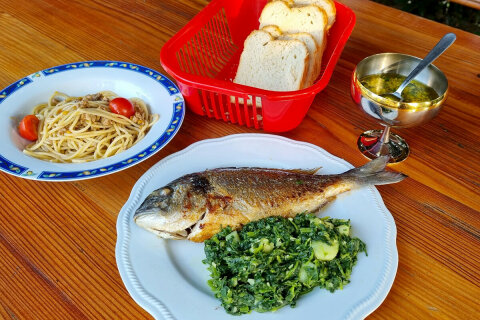 Apartmány Banjole 11 - příklad večeře, Pula-Banjole, poloostrov Istrie, Chorvatsko