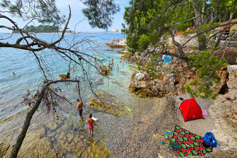 Poreč - pláže, Istrie, Chorvatsko