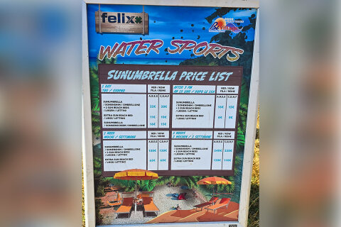 Apartmány Resort BiVillage - ceník půjčovny lehátek a slunečníků na pláži (2024), Fažana, Istrie, Chorvatsko