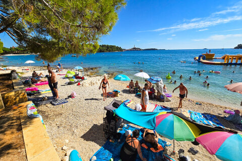 Rovinj - pláže, Istrie, Chorvatsko