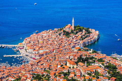 Rovinj - letecký pohled, Istrie, Chorvatsko