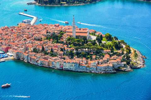 Rovinj - letecký pohled, Istrie, Chorvatsko