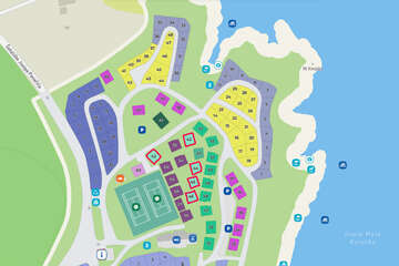 Umístění mobilhomů Mediterranean Standard v kempu (č. 42–46) - Mobilhome Tiha, Šilo, ostrov Krk, Chorvatsko