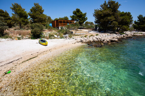 Mobilhome Drage - nejbližší pláž, Drage, Zadarská riviéra, Chorvatsko