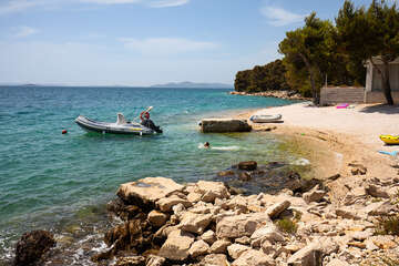 Mobilhome Drage - nejbližší pláž, Drage, Zadarská riviéra, Chorvatsko
