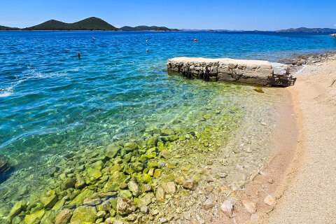 Mobilhome Drage - pláž, Drage, Zadarská riviéra, Chorvatsko