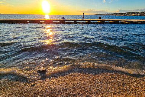 Hotel Donat*** - oblázková pláž u hotelu, Zadar, Chorvatsko