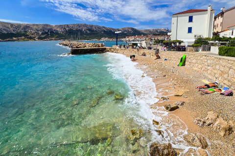 Apartmány Marta - písčitooblázková pláž 180 m od domu, Baška, ostrov Krk, Chorvatsko