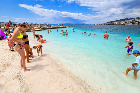 Mobilhome Tropical - písečná pláž Poli Mora 400 m od mobilhomů, Selce, Crikvenická riviéra, Chorvatsko