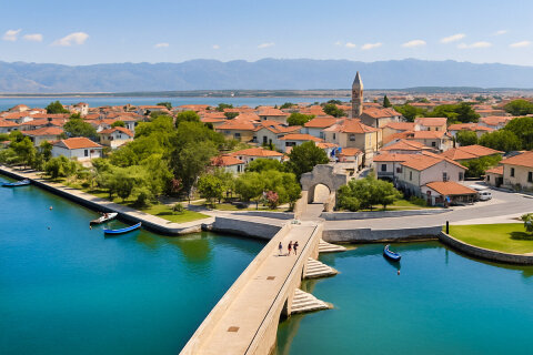 Nin - letecký pohled, Zadarská riviéra, Chorvatsko 