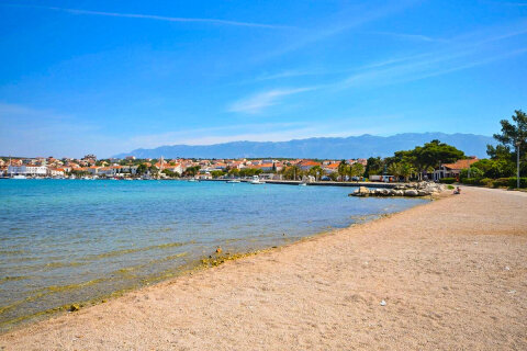 Apartmány Dagmar - písčitooblázková pláž u hotelu (800 m od domu), Novalja, ostrov Pag, Chorvatsko