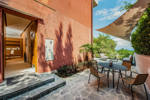 Apartmán Laura - terasa, Moščenička Draga, Istrie, Chorvatsko