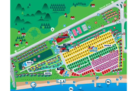 Umístění v kempu MH2L - Mobilhome Relax 6+2 (2nd line) pro 6–8 osob, Almissa Resort, Omiš, Chorvatsko