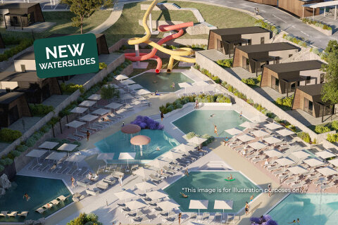 Aminess Atea Camping Resort***** - bazénový komplex a nové tobogány (vizualizace), Njivice, ostrov Krk, Chorvatsko